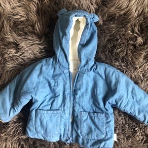 Baby gap chambray coat w/ hood and cute bear ears